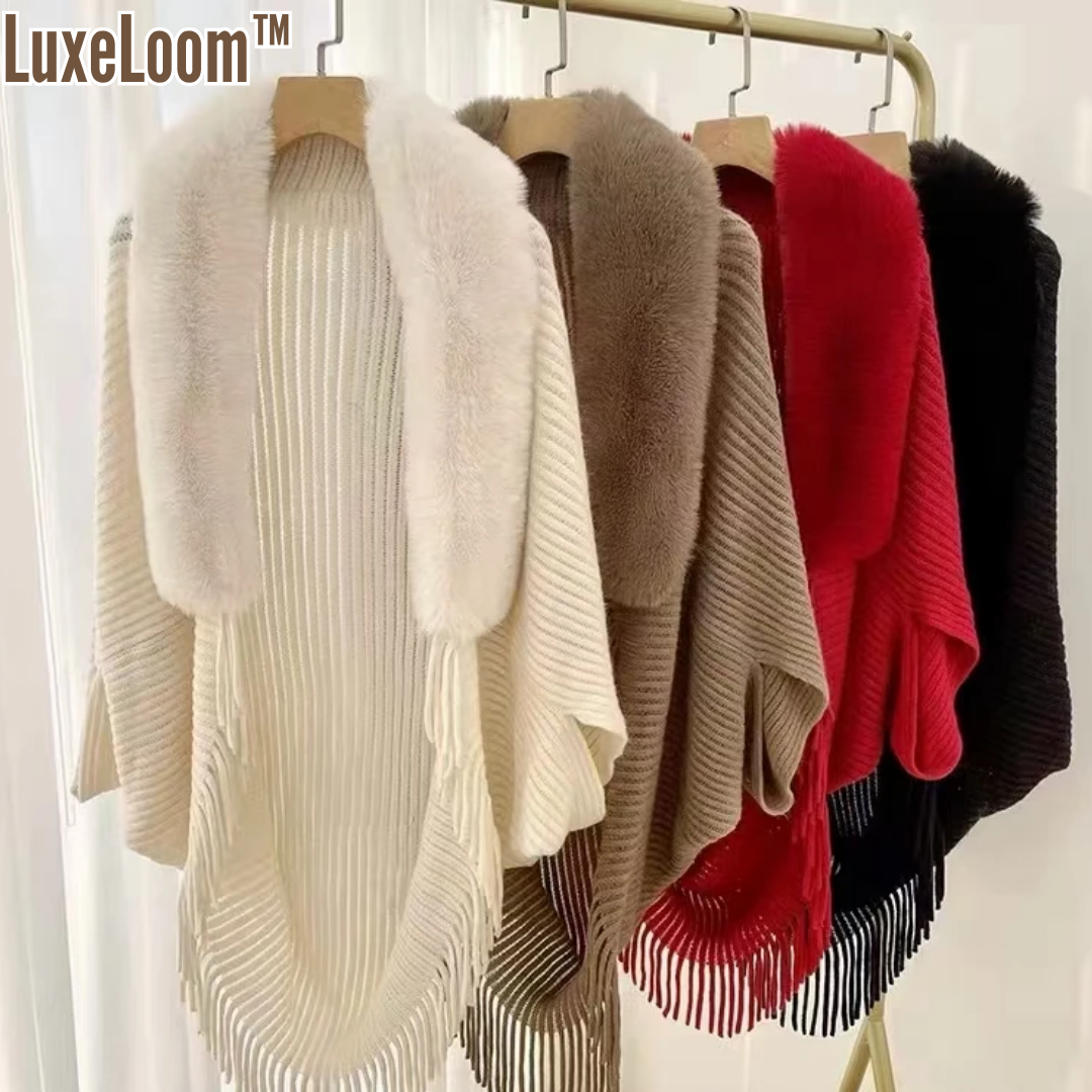 LuxeLoom™ Winter-Strickschal mit Kunstpelz