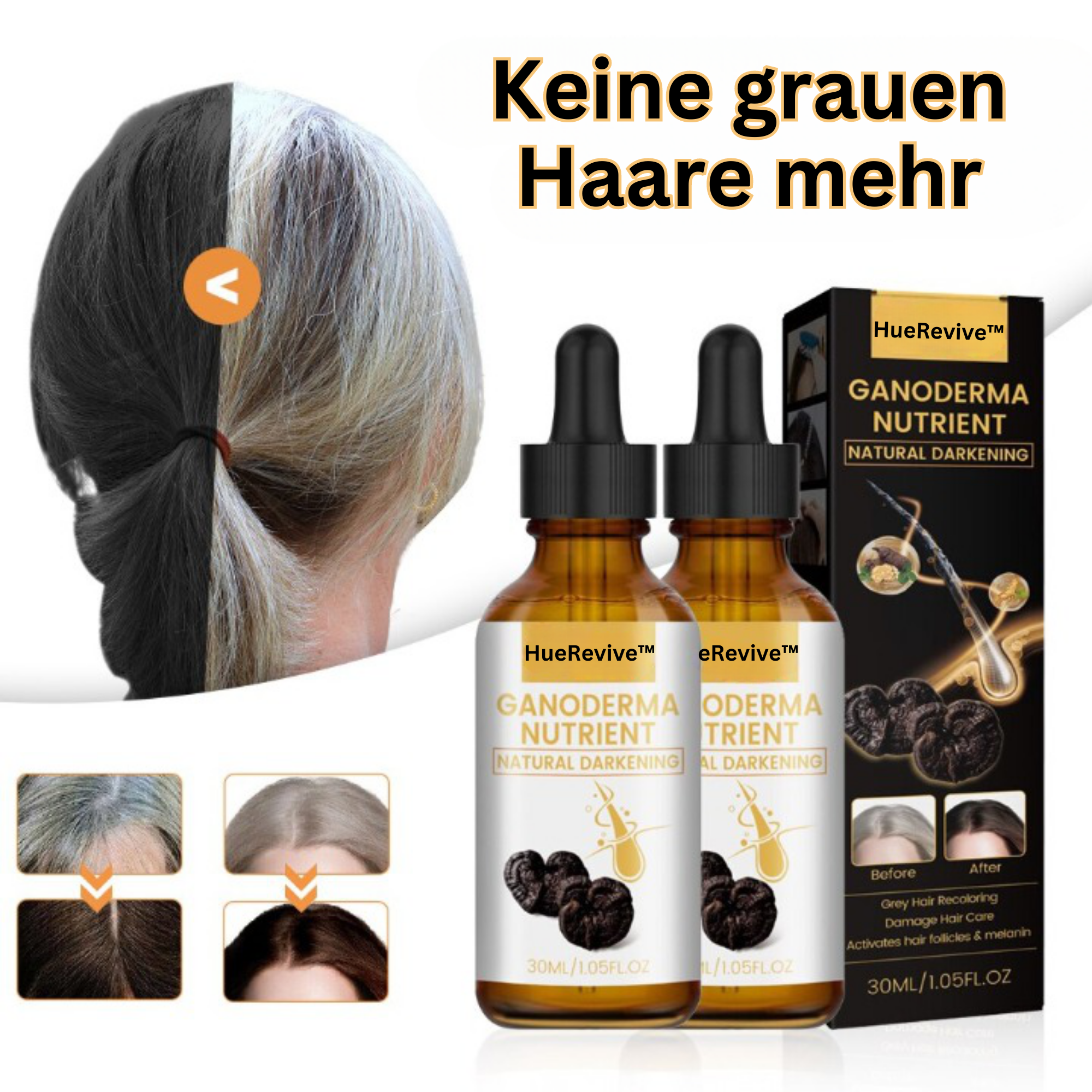 HueRevive™️ I Anti-Grau-Haarserum (1+1 GRATIS)
