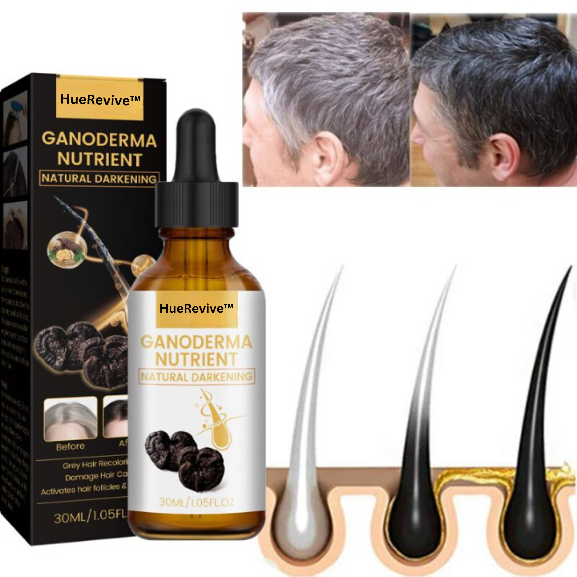 HueRevive™️ I Anti-Grau-Haarserum (1+1 GRATIS)