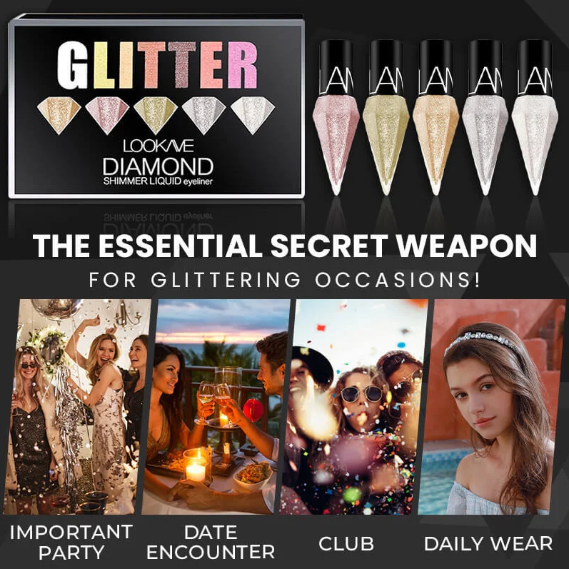 GlitzGaze™️ I Flüssiger Eyeliner mit Glitter (1 Satz)